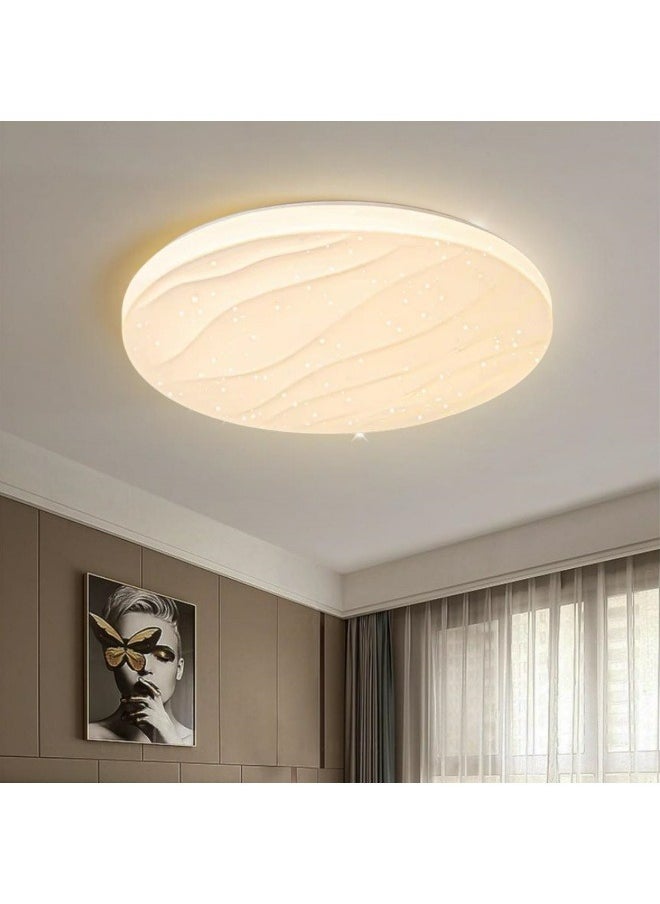 HUA QIANG WANG Modern Simple Flush Mount LED Ceiling Light, Wavy Round 3 Color LED Ceiling Light for Living Room, Dining Room, Bedroom, Kitchen, Island  - Image 1