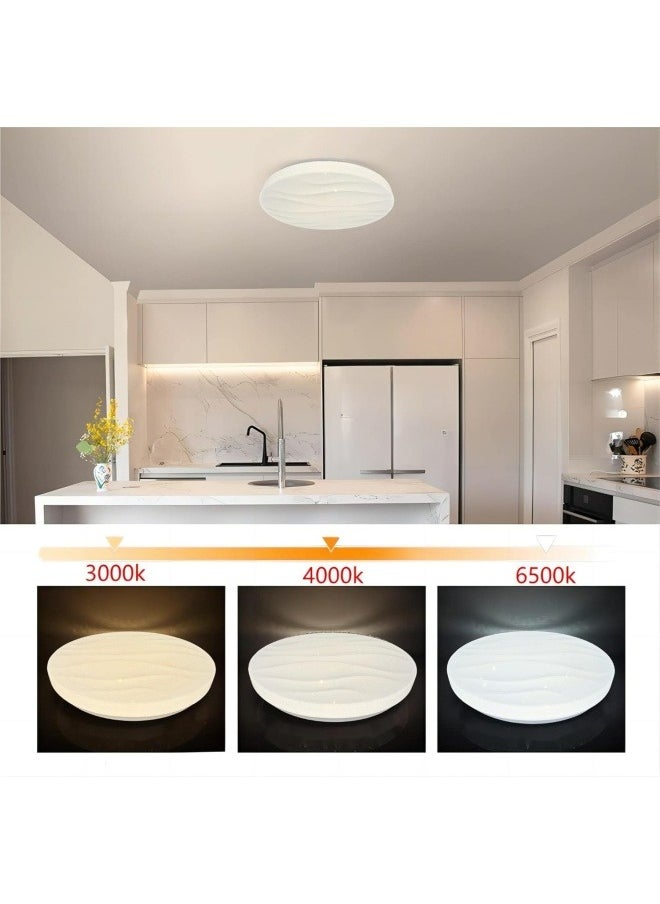 HUA QIANG WANG Modern Simple Flush Mount LED Ceiling Light, Wavy Round 3 Color LED Ceiling Light for Living Room, Dining Room, Bedroom, Kitchen, Island  - Image 2