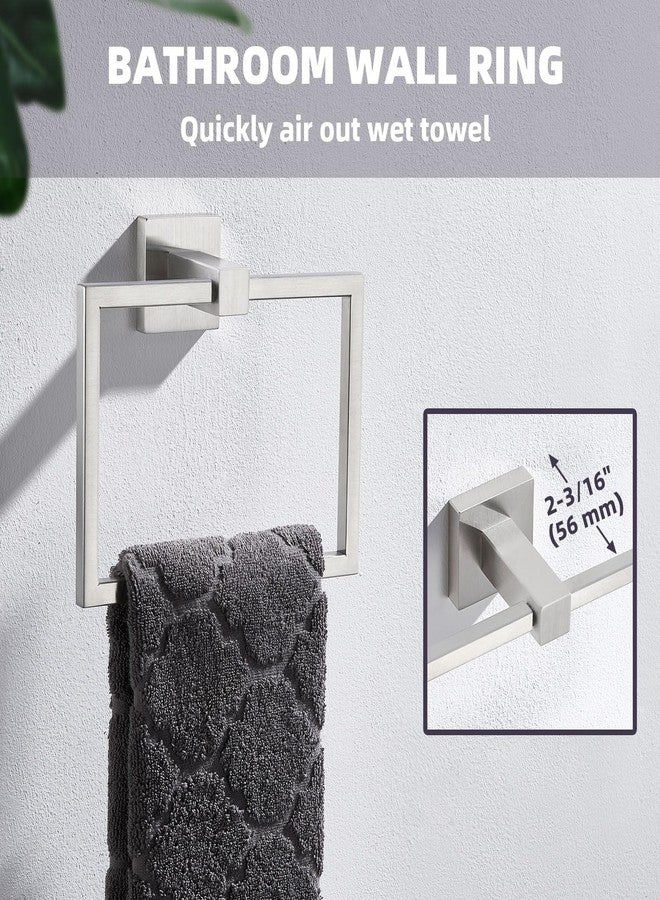 APLusee Brushed Nickel Towel Ring, 304 Stainless Steel Square Bathroom Towel Holder, Wall Mounted - Image 4