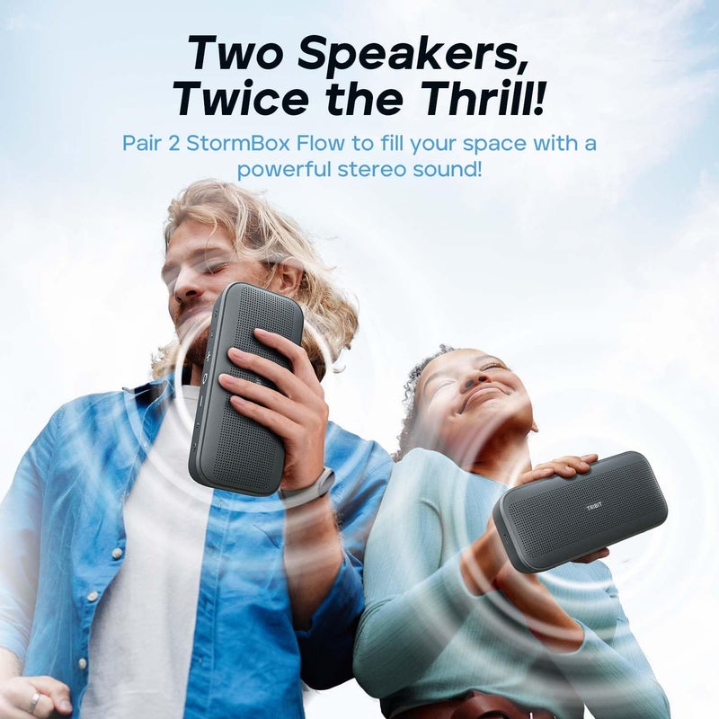 Tribit مكبر صوت بلوتوث Tribit StormBox Flow، مكبر صوت محمول مع XBass، 30 ساعة من وقت التشغيل، مكبر صوت لاسلكي، مقاوم للماء IP67، بلوتوث 5.3، TWS، EQ مخصص، مكبر صوت Type-C للسفر في الهواء الطلق والشاطئ - Image 4