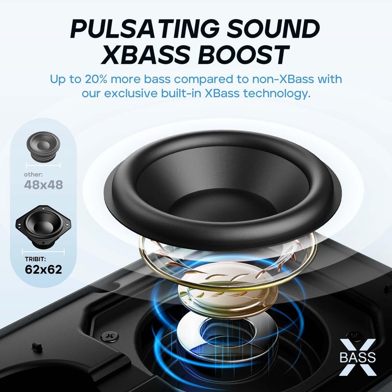 Tribit مكبر صوت بلوتوث Tribit StormBox Flow، مكبر صوت محمول مع XBass، 30 ساعة من وقت التشغيل، مكبر صوت لاسلكي، مقاوم للماء IP67، بلوتوث 5.3، TWS، EQ مخصص، مكبر صوت Type-C للسفر في الهواء الطلق والشاطئ - Image 2