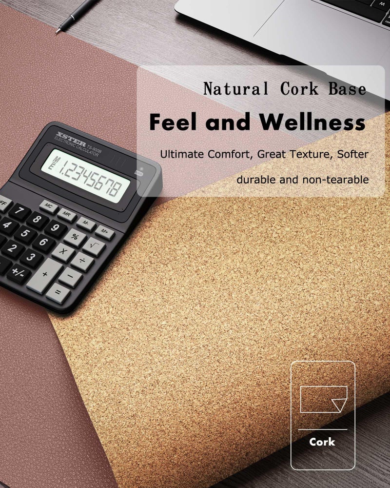 YSAGi Double-Sided Desk Pad, 31.5"x15.7" Leather Desk Mat, Eco Cork Desk Pad Protector,Large Mouse Pad,Waterproof Desk Blotter for Office/Home (Pale Mauve/Cork) - Image 3