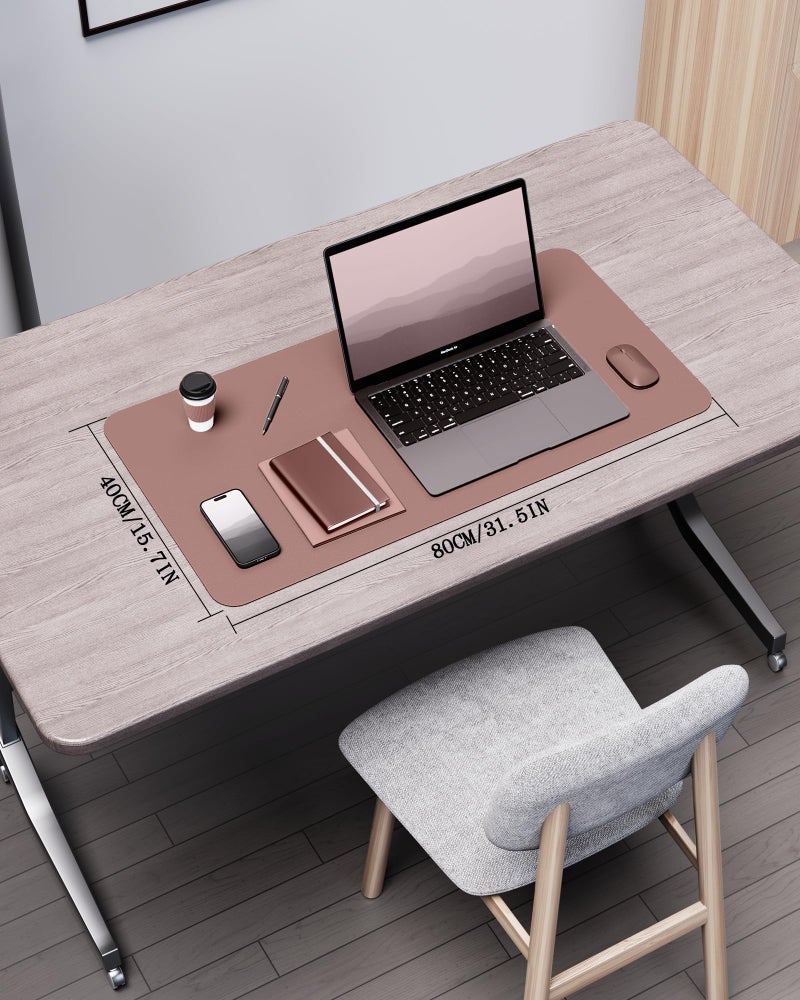 YSAGi Double-Sided Desk Pad, 31.5"x15.7" Leather Desk Mat, Eco Cork Desk Pad Protector,Large Mouse Pad,Waterproof Desk Blotter for Office/Home (Pale Mauve/Cork) - Image 2