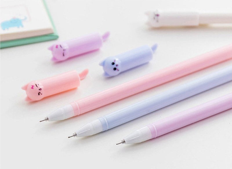 Sencoo Cute Cat Pens Girls Gel Pens Black Ball Point Pens for School Office Supplies Students Gift 6 pcs - Image 4