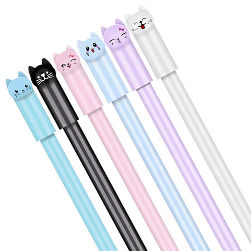 Sencoo Cute Cat Pens Girls Gel Pens Black Ball Point Pens for School Office Supplies Students Gift 6 pcs - Image 1