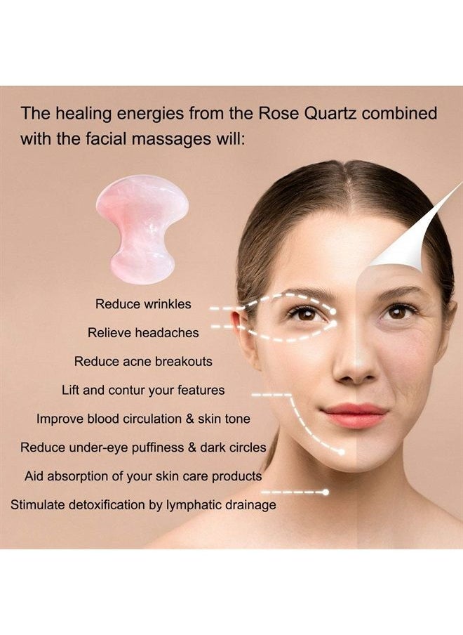 Jovivi 2pcs Natural Rose Quartz/Green Aventurine Mushroom-Shape Gua Sha Guasha Scraping Massage Tool Sets Board for Spa Relaxing Meditation  - Image 2