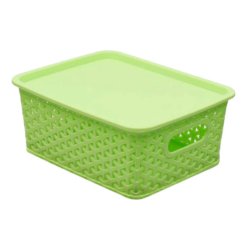 Kuber Industries Kuber Industries Plastic 3 Pieces Medium Size Multipurpose Solitaire Storage Basket with Lid Multi CTKTC24942  - Image 2