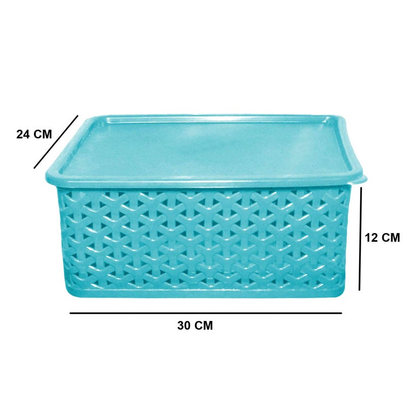 Kuber Industries Kuber Industries Plastic 3 Pieces Medium Size Multipurpose Solitaire Storage Basket with Lid Multi CTKTC24942  - Image 5