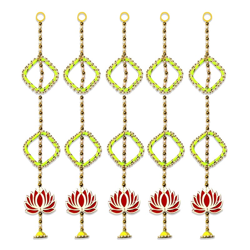 Rajasthan Kraft Rajasthan kraft Door HangingOffice Home Diwali Decoration Size 23 inches Pack of 5 Colour Yellow RK361055  - Image 1