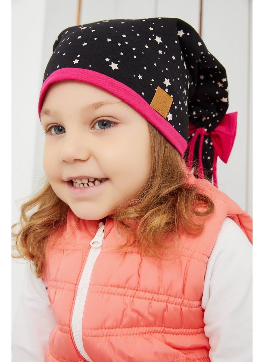 Babygiz Girl Star Patterned Hat Beanie Soft Double Layer Cotton Combed Cotton  - Image 1