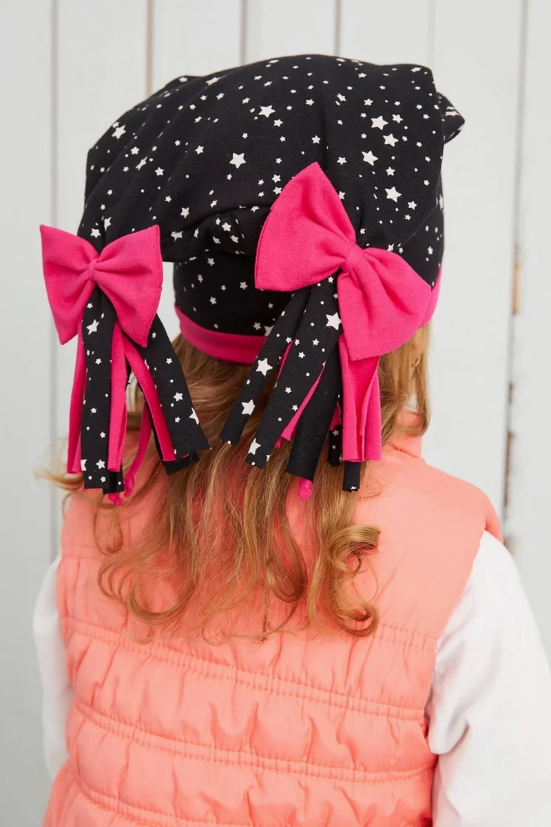 Babygiz Girl Star Patterned Hat Beanie Soft Double Layer Cotton Combed Cotton