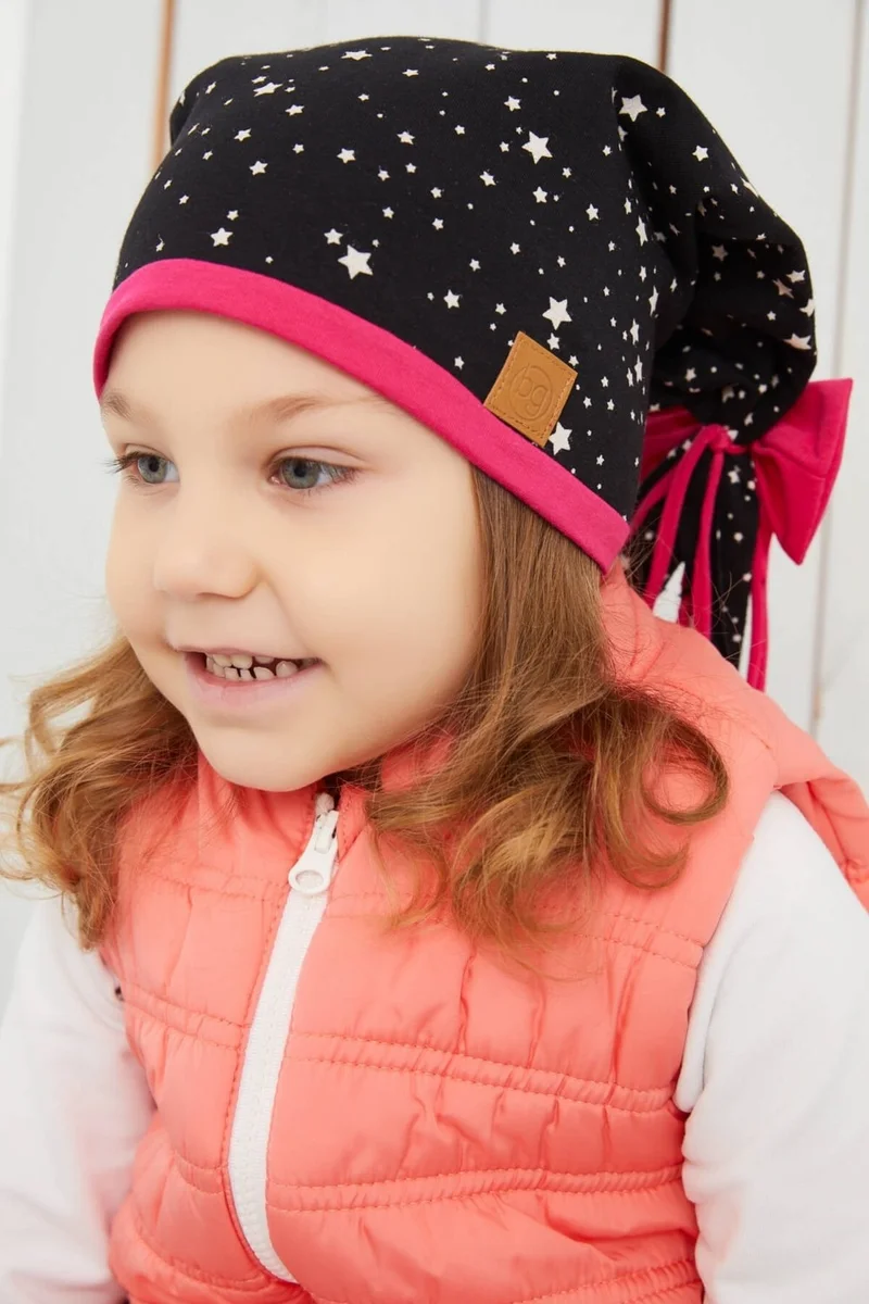 Babygiz Girl Star Patterned Hat Beanie Soft Double Layer Cotton Combed Cotton