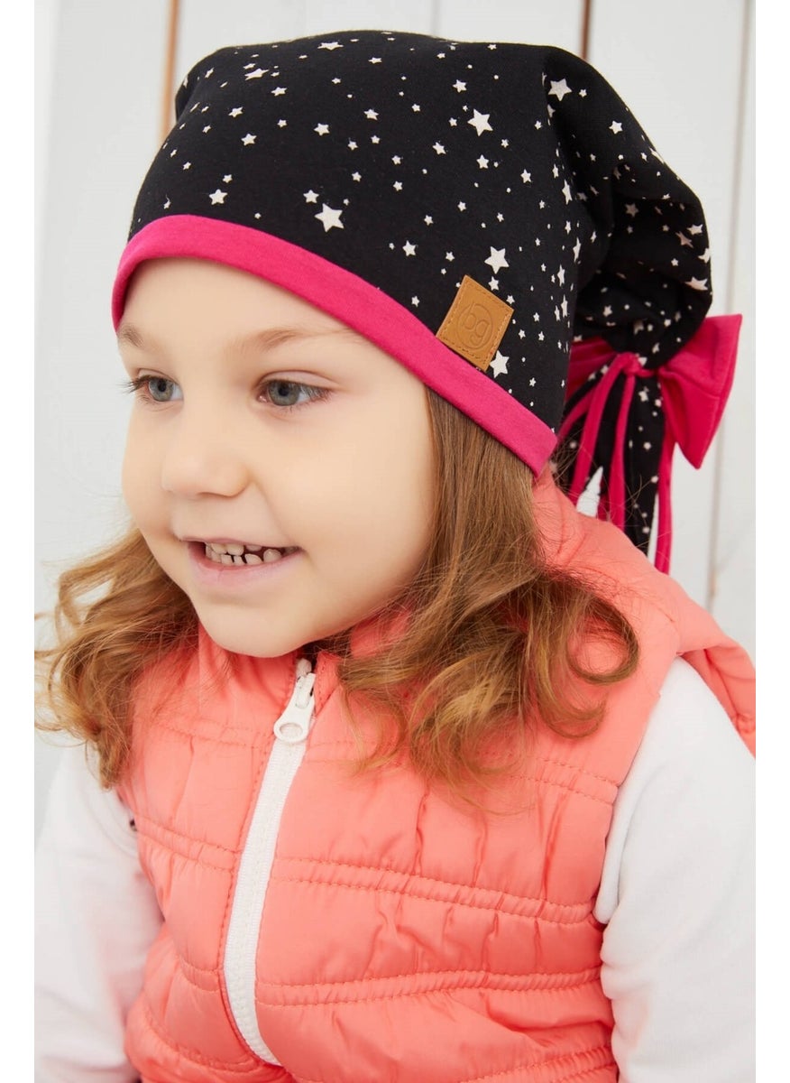 Babygiz Girl Star Patterned Hat Beanie Soft Double Layer Cotton Combed Cotton  - Image 4