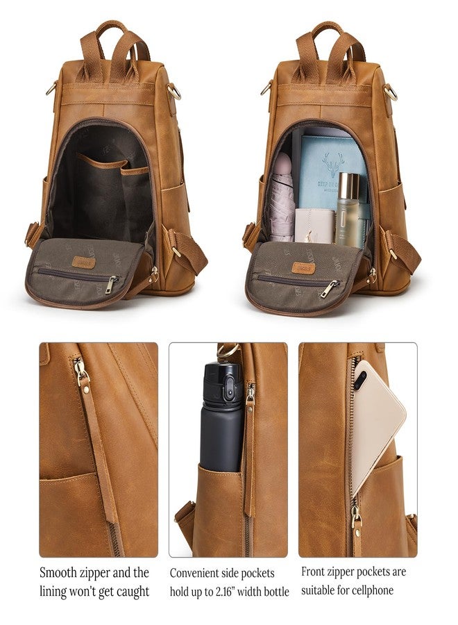 S-ZONE Women's Backpack, 3-light Brown, M, Rucksack Backpacks - Image 4