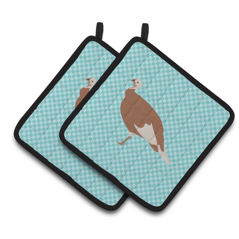 Caroline's Treasures ""Caroline's Treasures Jersey Buff Turkey Hen Blue Check Decorated Pot Holder  7.5"""" x 7.5""""""