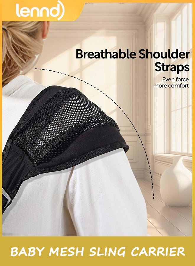 LENND Baby Mesh Sling Carrier Toddler Carrier for Boys & Girls, Lightweight Breathable Summer Baby Wrap, Adjustable & Non-Slip Half Wrapped Baby Carrier(Mesh-Black) - Image 2