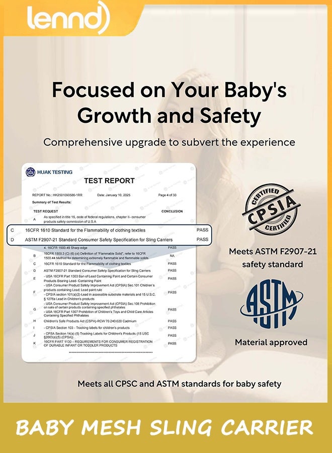 LENND Baby Mesh Sling Carrier Toddler Carrier for Boys & Girls, Lightweight Breathable Summer Baby Wrap, Adjustable & Non-Slip Half Wrapped Baby Carrier(Mesh-Black) - Image 5