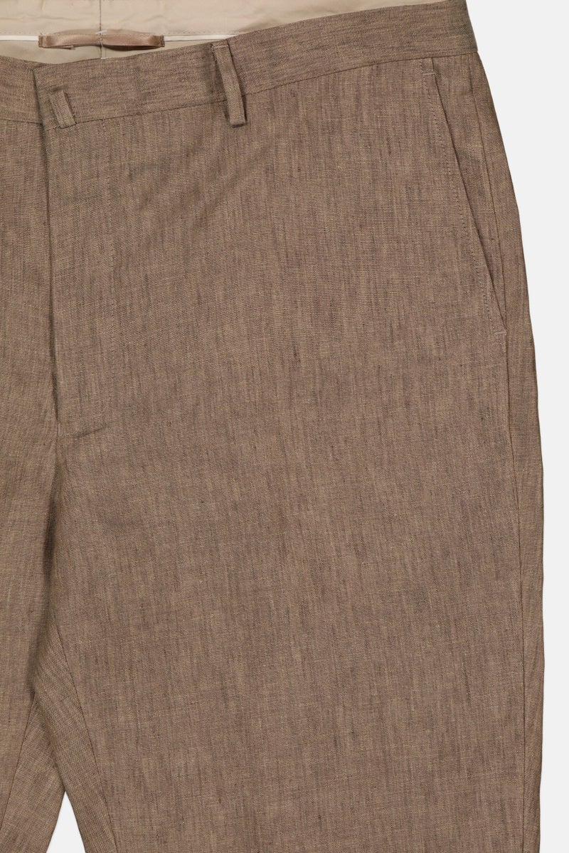 Hackett Men Regular Fit Plaid Dress Pants, Taupe Beige - Image 4