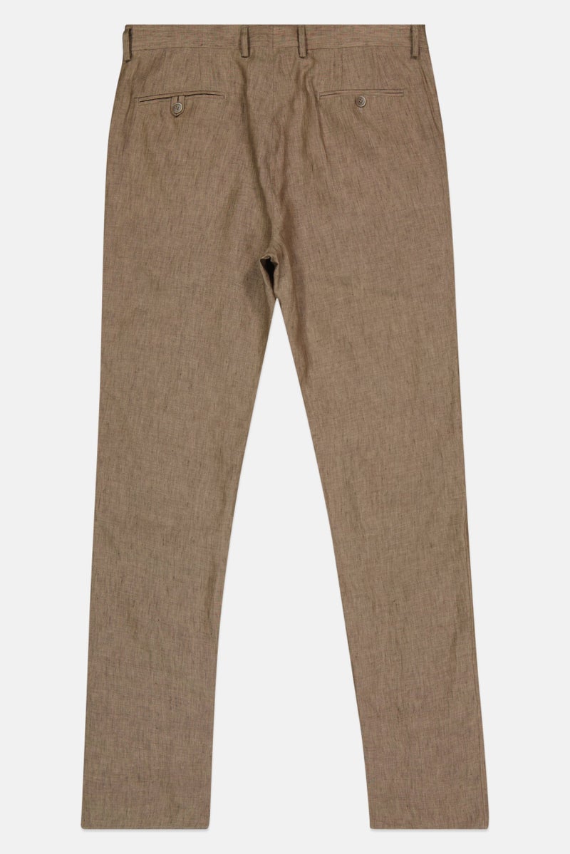 Hackett Men Regular Fit Plaid Dress Pants, Taupe Beige - Image 3