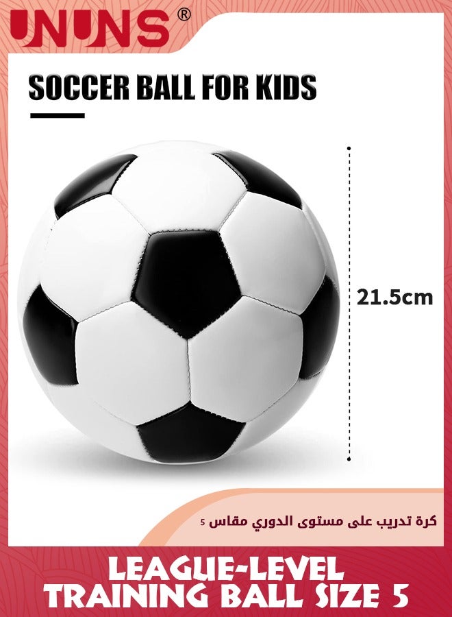 UNUNS Soccer Balls Size 5,Soccer Training Ball Practice For Kids Teens Adults,Classic Black White Sports Football With Ball Pump And Net Bag,Indoor Outdoor Soccer Ball,Double Layer Anti-Explosion Football - Image 2