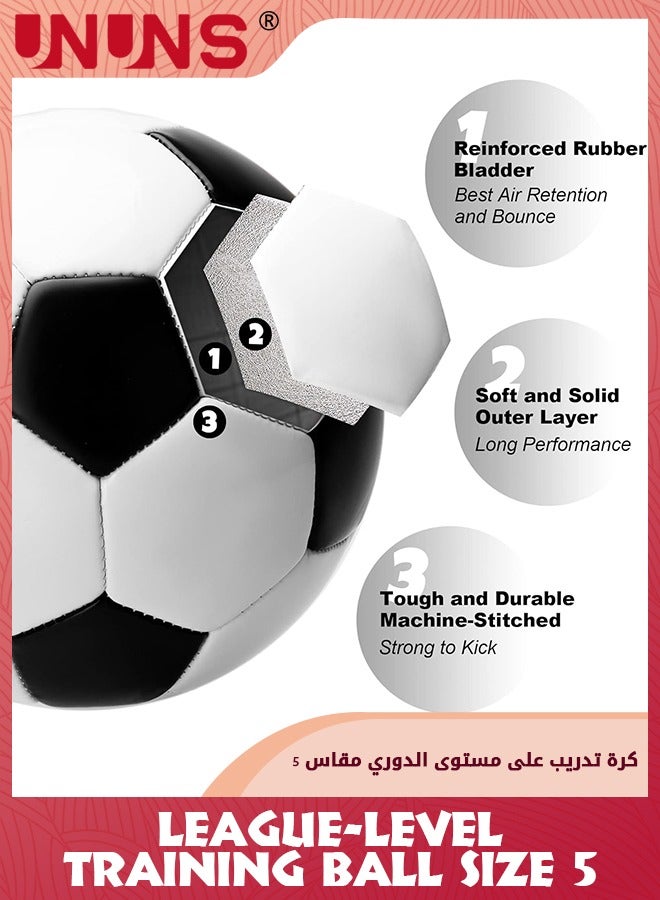 UNUNS Soccer Balls Size 5,Soccer Training Ball Practice For Kids Teens Adults,Classic Black White Sports Football With Ball Pump And Net Bag,Indoor Outdoor Soccer Ball,Double Layer Anti-Explosion Football - Image 3