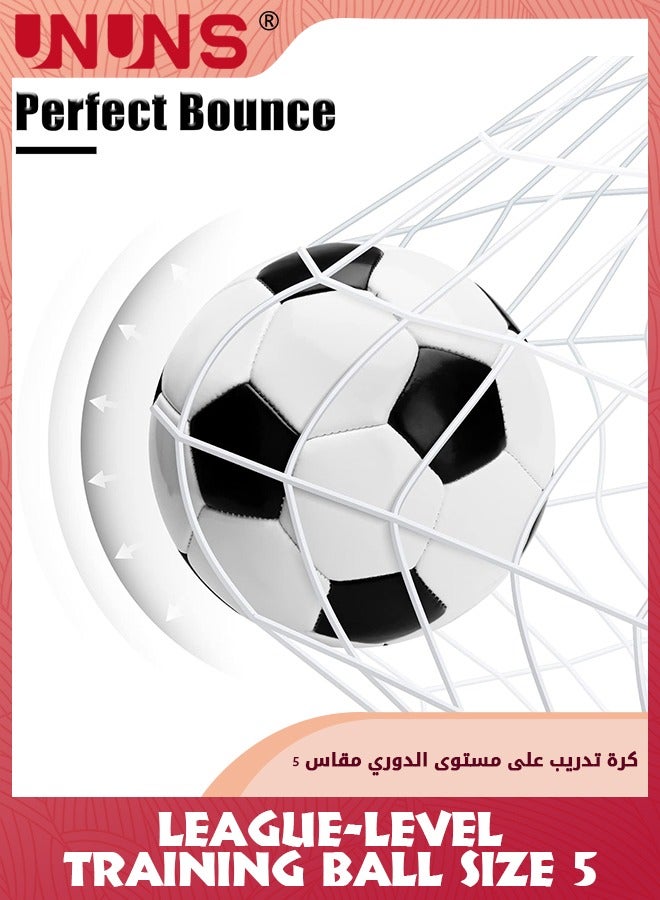 UNUNS Soccer Balls Size 5,Soccer Training Ball Practice For Kids Teens Adults,Classic Black White Sports Football With Ball Pump And Net Bag,Indoor Outdoor Soccer Ball,Double Layer Anti-Explosion Football - Image 4