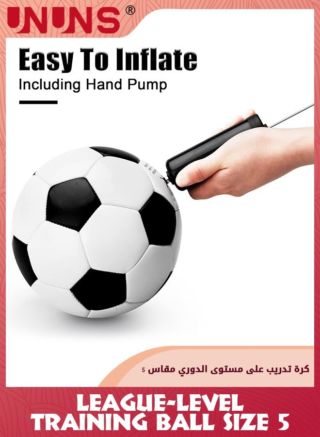 UNUNS Soccer Balls Size 5,Soccer Training Ball Practice For Kids Teens Adults,Classic Black White Sports Football With Ball Pump And Net Bag,Indoor Outdoor Soccer Ball,Double Layer Anti-Explosion Football - Image 5