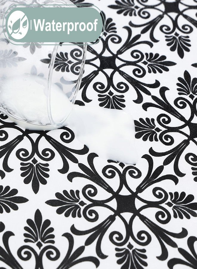 misaya Rectangle Vinyl Table Cloth, Elastic Fitted Flannel Backed Tablecloth, 100% Waterproof Plastic Table Cover Fits 6 Foot Folding Tables for Picnic, Camping, Outdoor (Black, 30" x 72") - Image 3