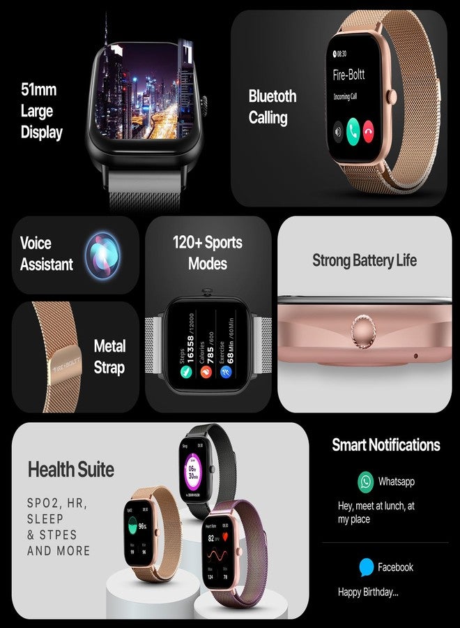 Fire-Boltt Ninja Call Pro Max Ultra Bluetooth Calling Smart Watch, 2.01" HD Display, 120+ Sports Modes, Health Suite, AI Voice Assistance, SpO2 Smartwatch for Men & Women - Rainbow Link - Image 3