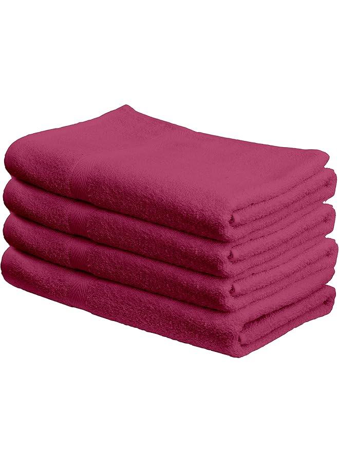 The Bros 4-Piece Bath Towel Set - Premium Cotton Terry, Luxurious Ringspun, 480 GSM Highly Absorbent and Quick Dry for Spa-Like Comfort, Size: 70 x 140 cm, Fuchsia Pink