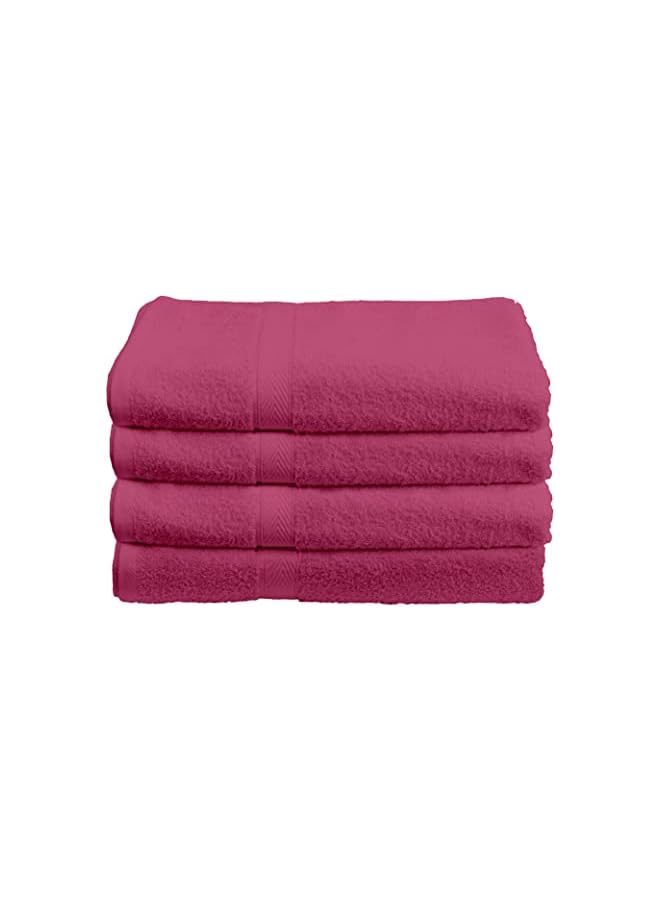 The Bros 4-Piece Bath Towel Set - Premium Cotton Terry, Luxurious Ringspun, 480 GSM Highly Absorbent and Quick Dry for Spa-Like Comfort, Size: 70 x 140 cm, Fuchsia Pink - Image 4