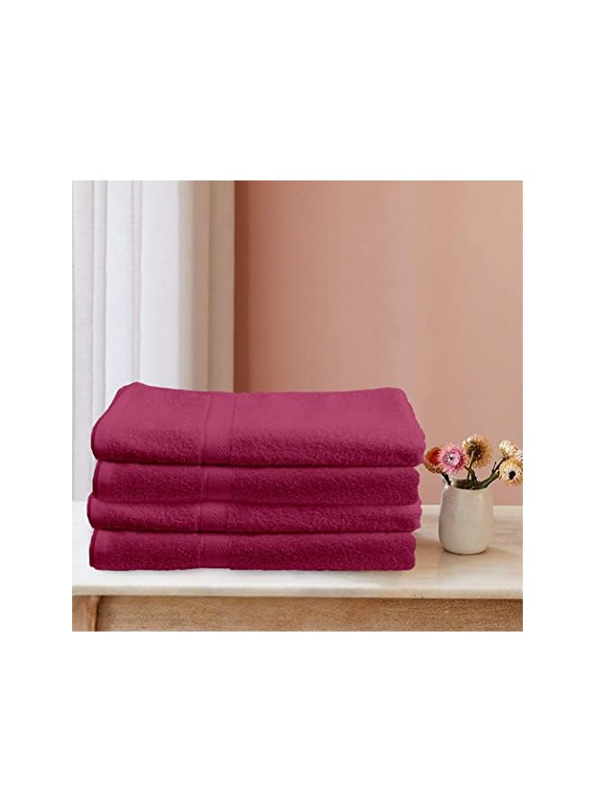 The Bros 4-Piece Bath Towel Set - Premium Cotton Terry, Luxurious Ringspun, 480 GSM Highly Absorbent and Quick Dry for Spa-Like Comfort, Size: 70 x 140 cm, Fuchsia Pink - Image 2