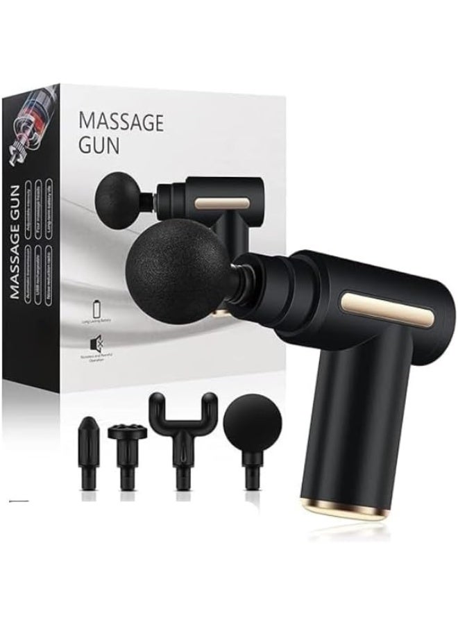 جهاز مساج عضلات صغير – مساج محمول احترافي مع 6 سرعات و4 رؤوس – منخفض الصوت وسهل الشحن، لتدليك الظهر والرقبة والجسم بالكامل - Image 4
