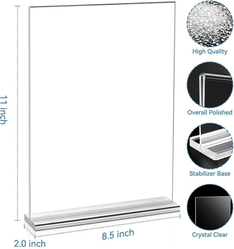 EHWINE Acrylic Sign Holder 8.5 x 11, 10 Pack Double-Sided Stand up Table Top Sign Holders, Clear Acrylic Picture Frame Menu Flyer Paper Holder Display Stand for Office Business Store Wedding Party - Image 4