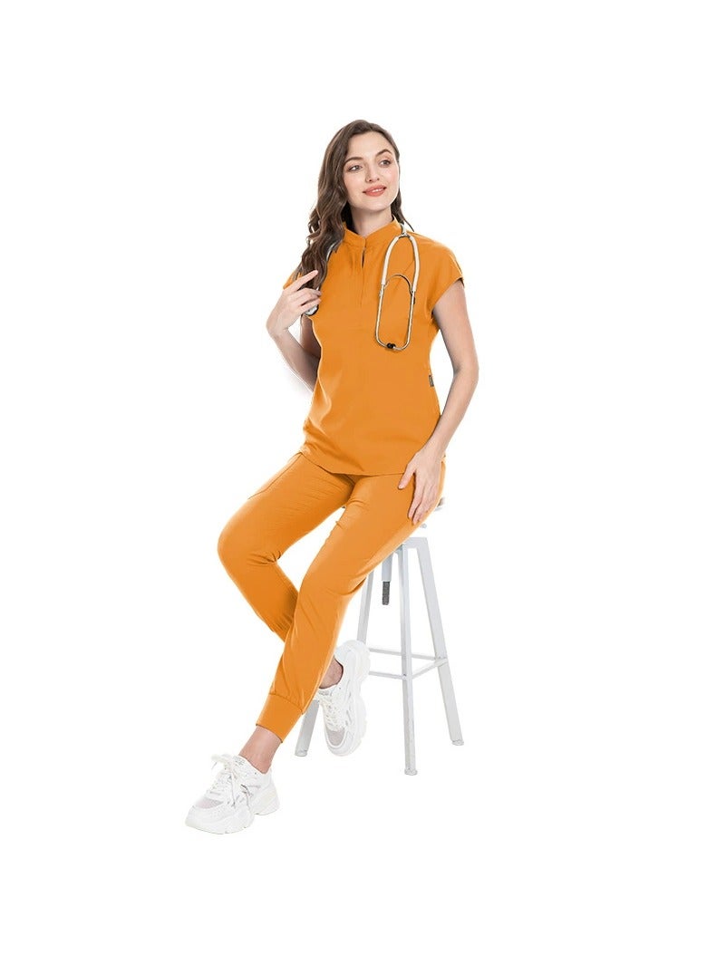 Elastic Scrubs Nursing Pants with Stand Collar Nurse Uniforms for Medical Professionals & Jogging - Amazon Fulfilled - Image 1