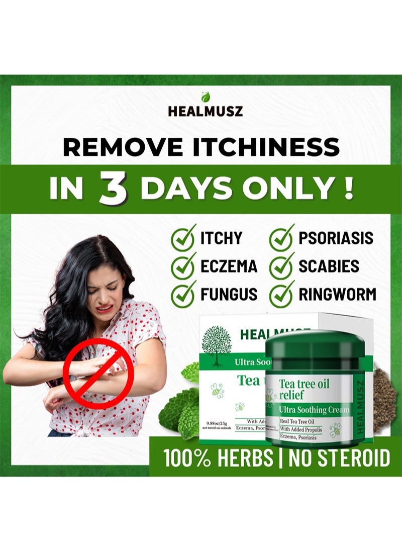 HEALMUSZ - Ultra Soothing Cream 100% Chinese Herbal Eczema Psoriasis Creams,Tea Tree Oil Relief Dermatitis and Eczema Pruritus Psoriasis Anti-chitch Ointment - Image 1