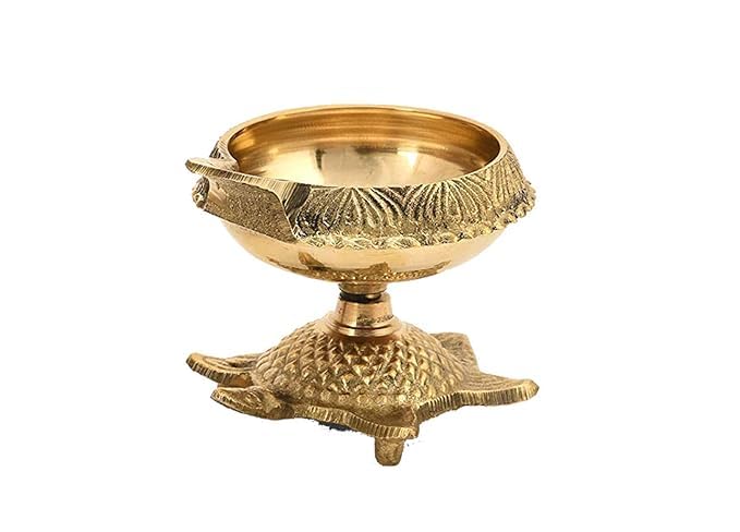 PPJ PPJ Heavy Brass KACHUA KUBER Tortoise Diya Set of 2 Brass Kachua Kuber DiyaTortoise Design DeepakOil Lamp Diya for Home Office Mandir Diwali Pooja Puja Room VASTU FENGSHUI 2PC  - Image 5
