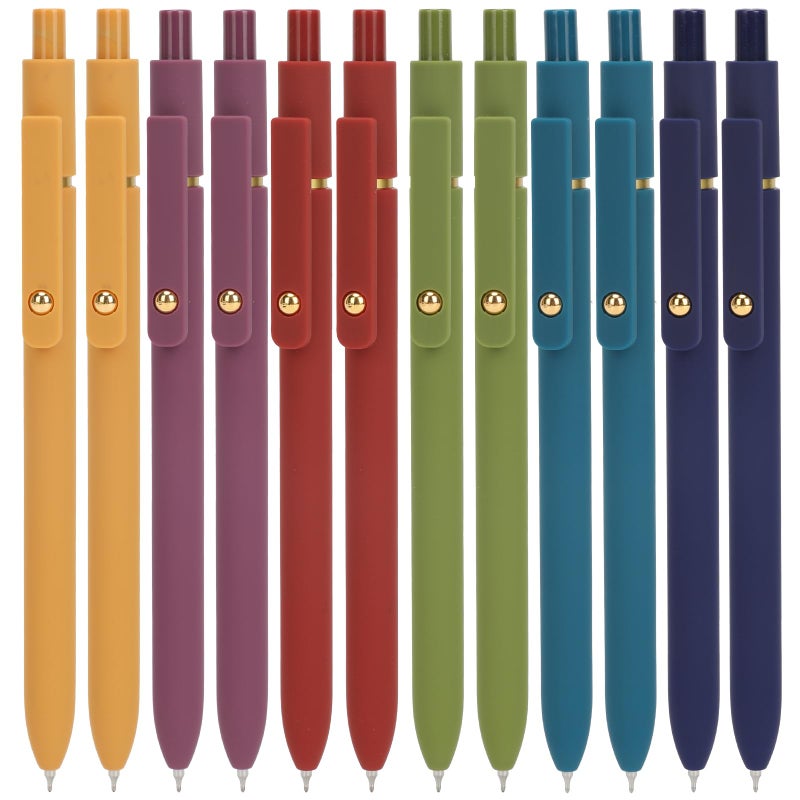 Ddaowanx Gel Pens, 12 Pcs 0.5mm Quick Dry Black Ink Pens Fine Point Smooth Writing Pens, Cute Office School Supplies Gifts for Women (12 Pcs Vintage-Black Ink) - Image 1