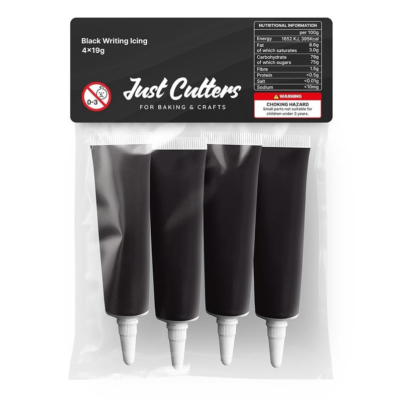 أنابيب تزيين جاهزة للاستخدام JUST CUTTERS، 19 جرام، أقلام تزيين فورية للكعك، والبسكويت، والخبز (أسود) - Image 1