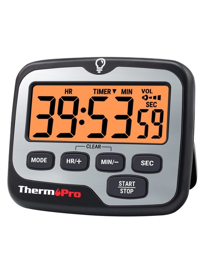 ThermoPro - ThermoPro TM01 Digital Kitchen Timer with Touchable Backlit and Count up Countdown Timer Loud Ring Magnetic Classroom Timer for Kids Teachers - Image 1