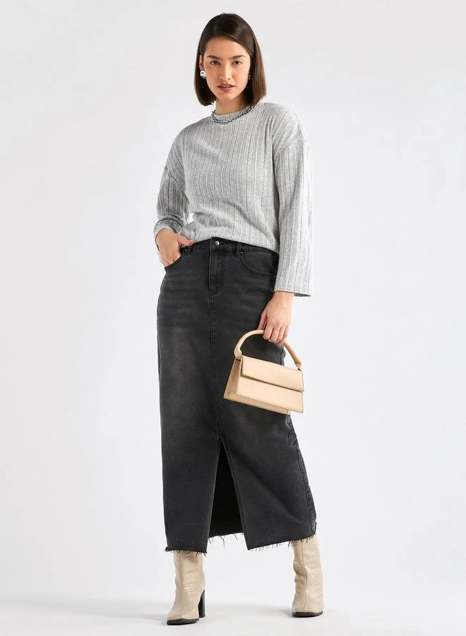 Splash FAV Ribbed High Neck Sweater with Long Sleeves