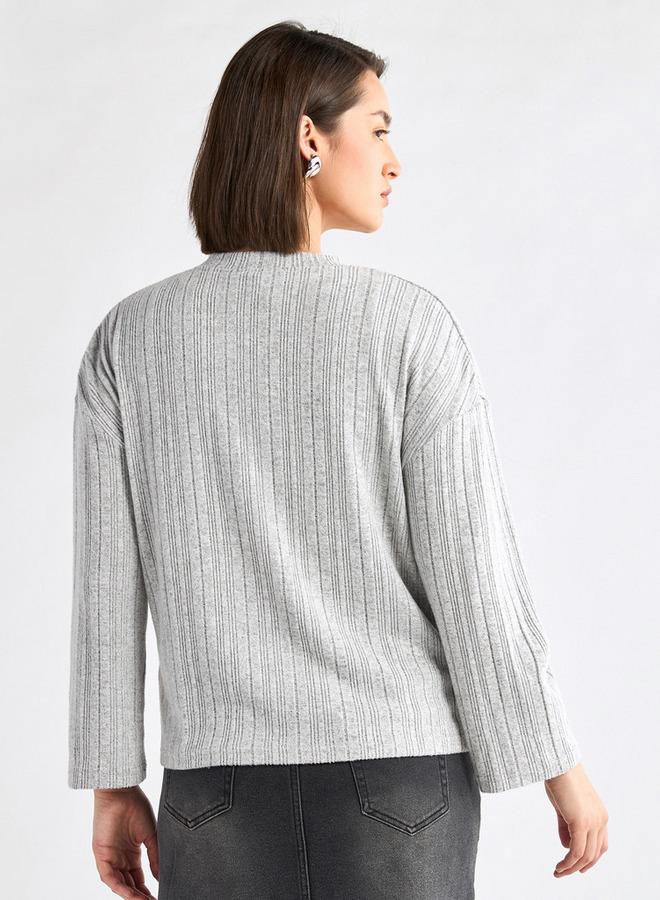 Splash FAV Ribbed High Neck Sweater with Long Sleeves - Image 3