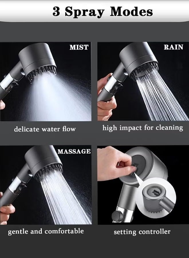Snooe Shower Filter Shower Head, Handheld High-Pressure Shower, with Shower Hose and Shower Holder (3 Modes) - Image 2