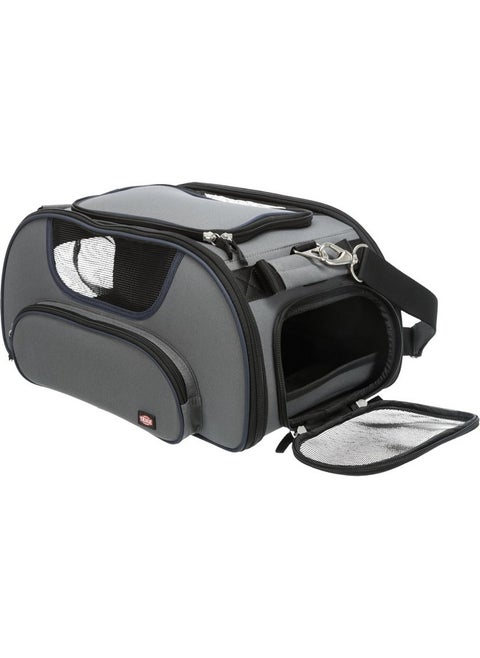Trixie Wings Airline Pet Carrier Approved for Air Travel, Suitable for Cocker Spaniel, Broder Coolie, Poodle up to 20 kg - Size: 18” X 11” X 9”, Grey/Blue