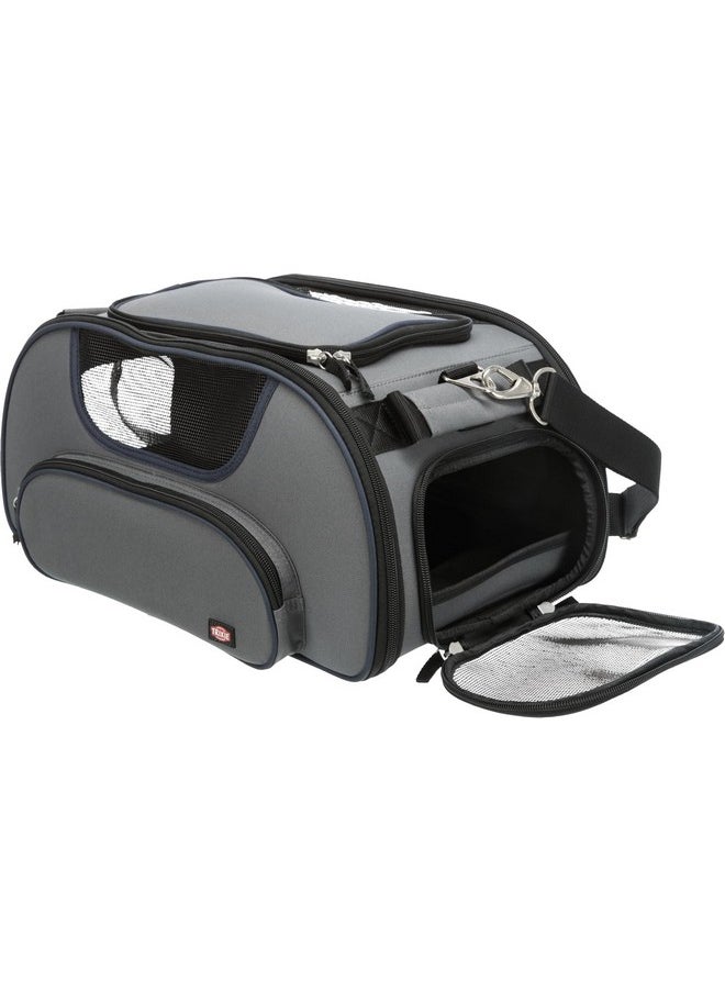 Trixie Wings Airline Pet Carrier Approved for Air Travel, Suitable for Cocker Spaniel, Broder Coolie, Poodle up to 20 kg - Size: 18” X 11” X 9”, Grey/Blue