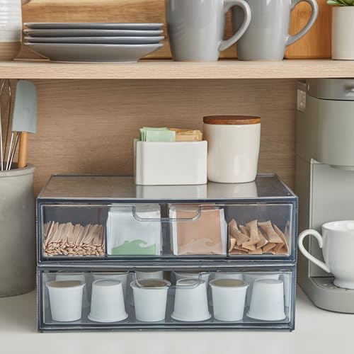 STORi STAX Plastic Stackable Organizer Drawers (Set of 2) Classic Grey | 12.5" Wide | Set Includes One Open Drawer & One Divided Drawer | Organize Office Desk Accessories & Sort Paper | Made in USA - Image 4