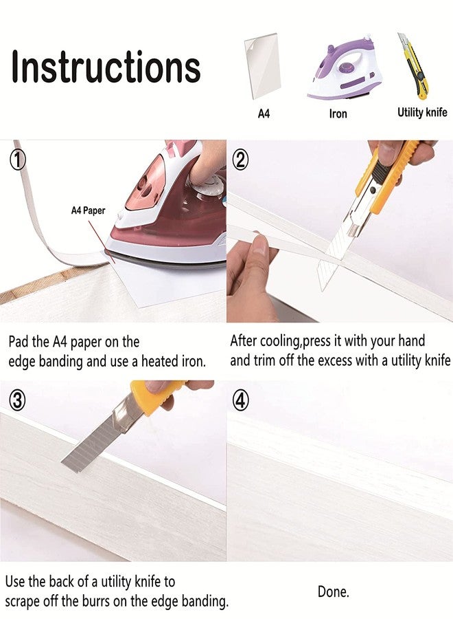 ZYJT White Edge Banding, 1 1/2 inch x 100ft roll of Veneer Edge Banding -Pre-glued Flexible Edging, PVC Tape Banding on with Hot Melt Adhesive Easy Application - Image 5