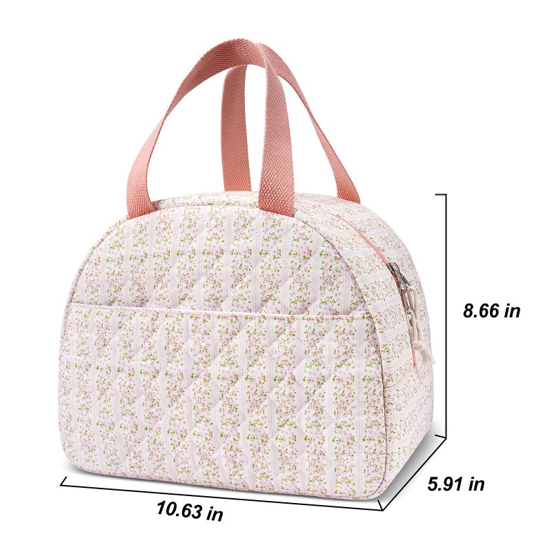 honitty Lunch Box for Women,Cute Quilted Lunch Tote Bag,Reusable Insulated Lunch Box,Large Capacity Cooler Bag with Compartments for Work, Picnics or Travelling - Image 2