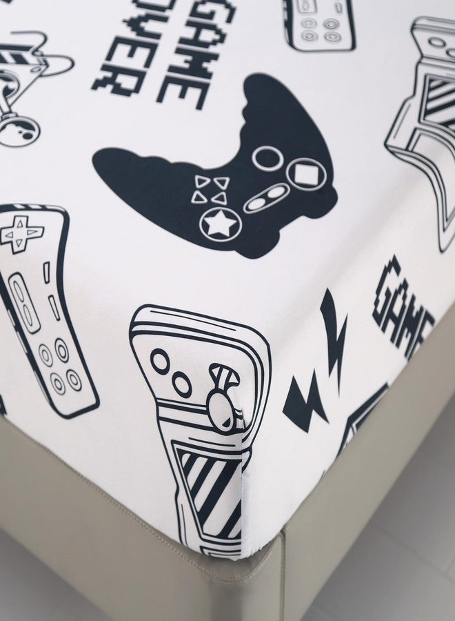SDIII White Gamer Full Size Sheet with 2 Pillowcases, Not Including Flat Sheet, Soft Microfiber Deep Pocket Gaming Bed Sheets for Boys Girls Kids - Image 2