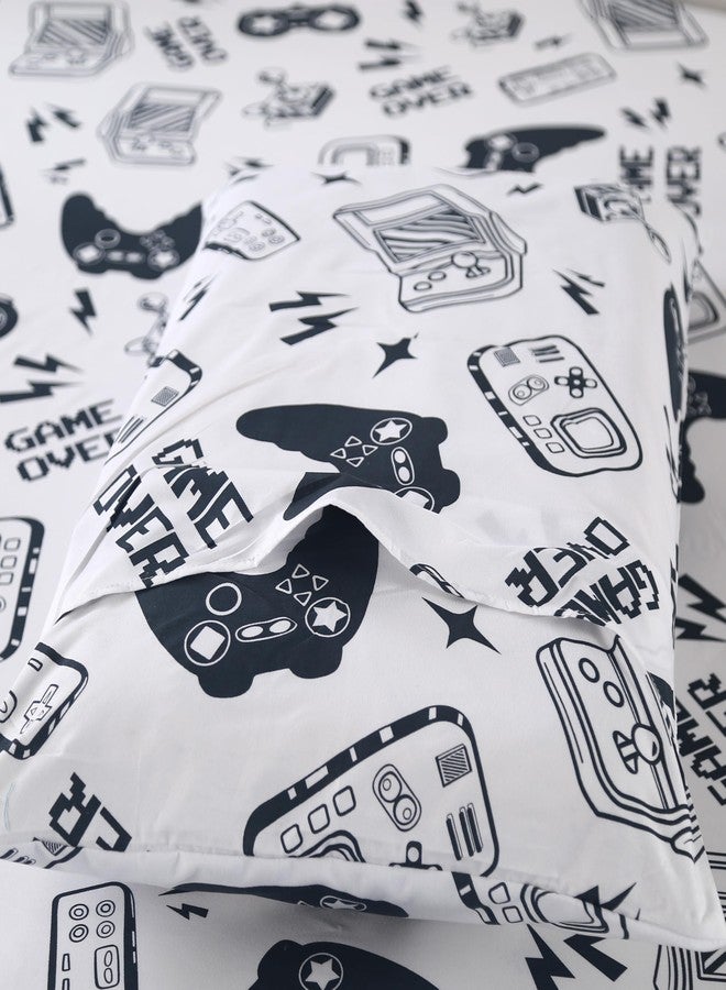 SDIII White Gamer Full Size Sheet with 2 Pillowcases, Not Including Flat Sheet, Soft Microfiber Deep Pocket Gaming Bed Sheets for Boys Girls Kids - Image 4
